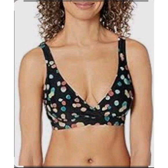 SKYE Womans Seraphina V Neck Bikini Padded Swimsuit Top Small NW Black - Picture 1 of 6